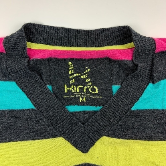 Kirra Sweater Womens Medium V Neck Long Sleeve Multicolor Stripes - Picture 3 of 6